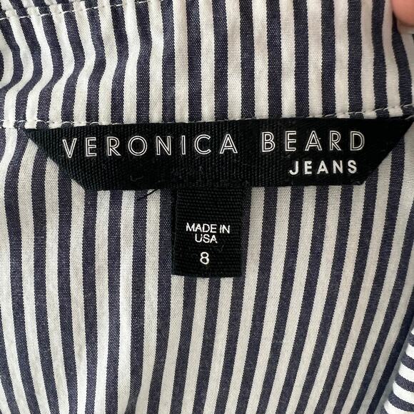 VERONICA BEARD BlueWhite Striped Button Down Sierra Shirtdress Size 8 - Picture 8 of 8